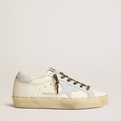 Golden Goose Hi Star LTD Sneakers In Leather With Light Blue Leather Star And Heel Tab