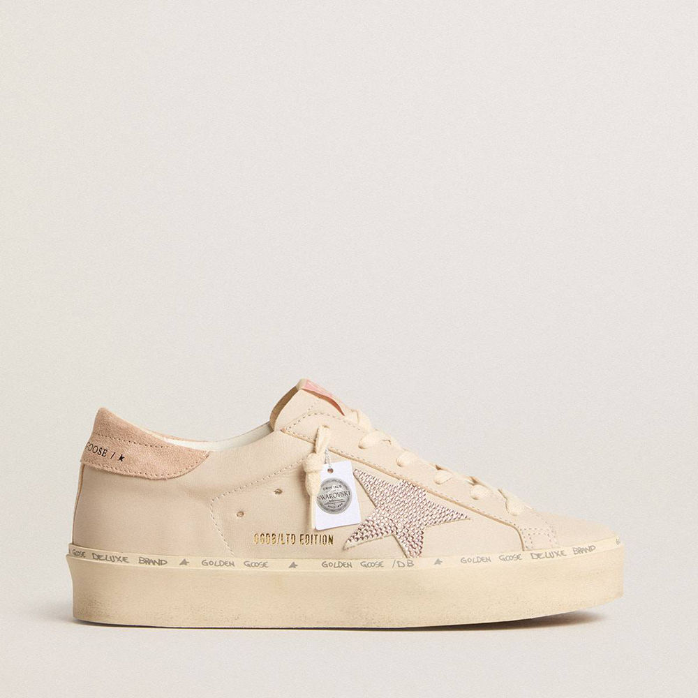 Golden Goose Hi Star LTD Sneakers In Nappa With Suede Star And Pink Swarovski Crystals