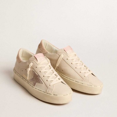Golden Goose Hi Star LTD Sneakers In Nappa With Suede Star And Pink Swarovski Crystals