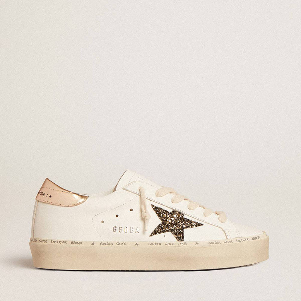 Golden Goose Hi Star LTD Sneakers With Black And Gold Glitter Star And Gold Heel Tab
