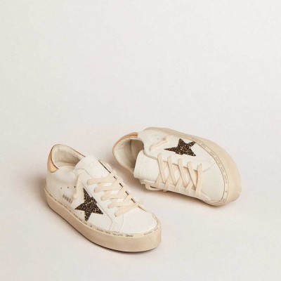 Golden Goose Hi Star LTD Sneakers With Black And Gold Glitter Star And Gold Heel Tab