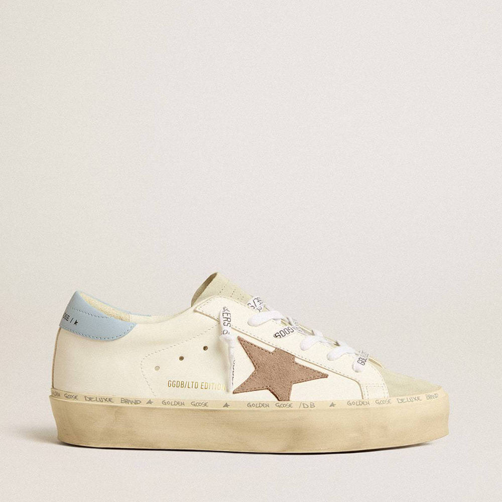 Golden Goose Hi Star LTD Sneakers With Pink Suede Star And Light Blue Leather Heel Tab