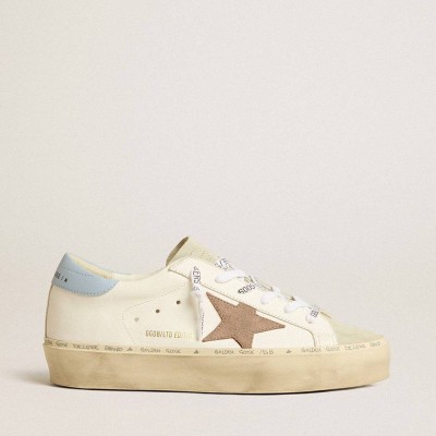 Golden Goose Hi Star LTD Sneakers With Pink Suede Star And Light Blue Leather Heel Tab
