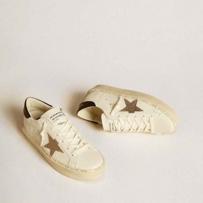 Golden Goose Hi Star LTD Sneakers With Swarovski Crystal Star And Black Leather Heel Tab