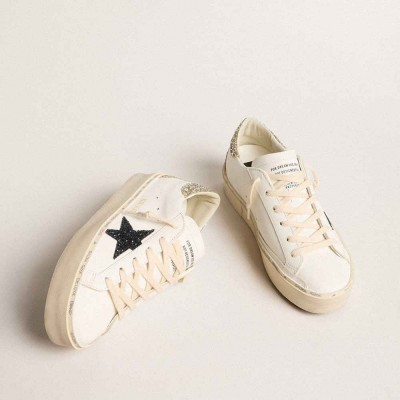 Golden Goose Hi Star Sneakers With Blue Glitter Star And Platinum Glitter Heel Tab