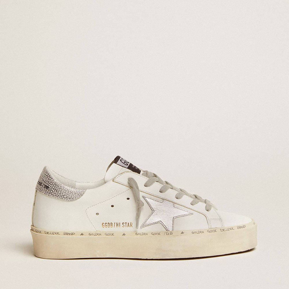 Golden Goose Hi Star Sneakers With Star And Metallic Silver Heel