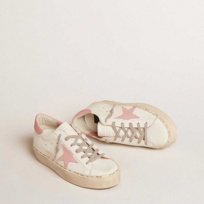 Golden Goose Hi Star Sneakers With Suede Star And Old Rose Leather Heel Tab