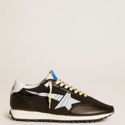 Golden Goose Marathon Shoes With Black Nylon Upper And White Star