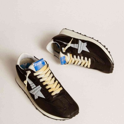 Golden Goose Marathon Shoes With Black Nylon Upper And White Star