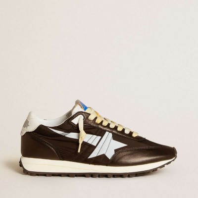 Golden Goose Marathon Shoes With Black Nylon Upper And White Star