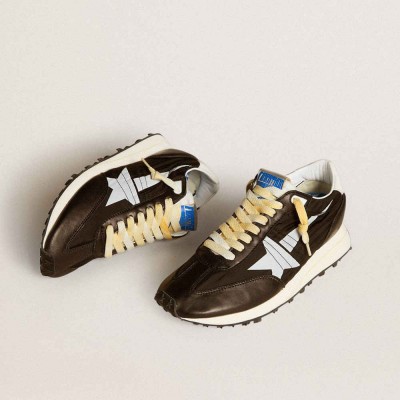 Golden Goose Marathon Shoes With Black Nylon Upper And White Star