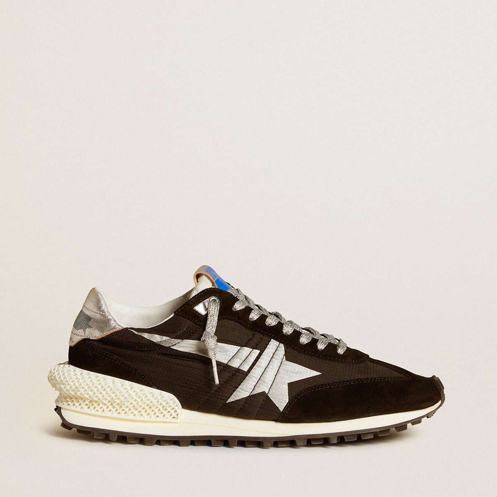 Golden Goose Marathon Shoes With Black Ripstop Nylon Upper And Silver Star