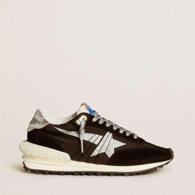 Golden Goose Marathon Shoes With Black Ripstop Nylon Upper And Silver Star
