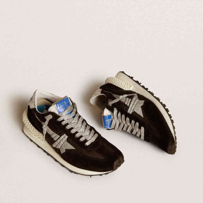 Golden Goose Marathon Shoes With Black Ripstop Nylon Upper And Silver Star