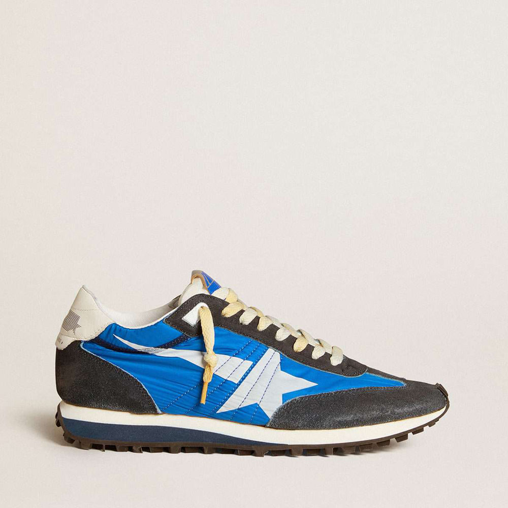 Golden Goose Marathon Shoes With Blue Nylon Upper And White Star