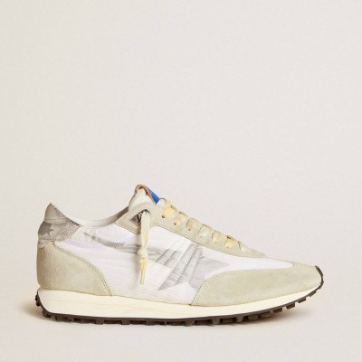 Golden Goose Marathon Shoes With White Nylon Upper And Silver Star