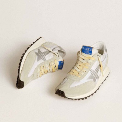 Golden Goose Marathon Shoes With White Nylon Upper And Silver Star