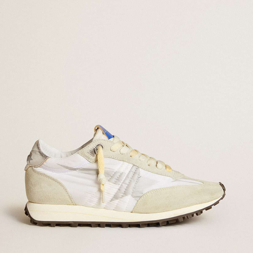 Golden Goose Marathon Shoes With White Nylon Upper And Silver Star
