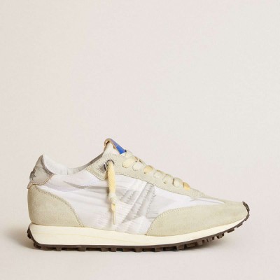 Golden Goose Marathon Shoes With White Nylon Upper And Silver Star