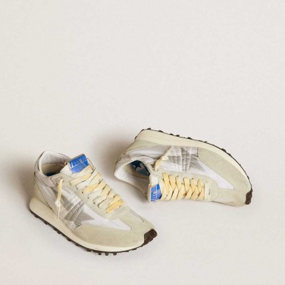 Golden Goose Marathon Shoes With White Nylon Upper And Silver Star