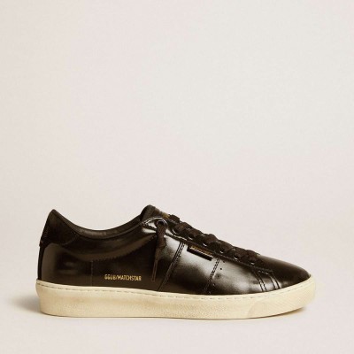 Golden Goose Matchstar In Black Leather With Black Suede Heel Tab