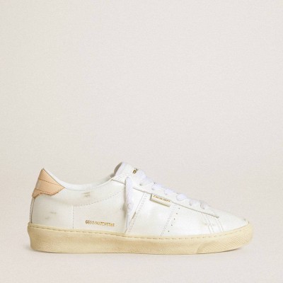 Golden Goose Matchstar In Leather With Peach Pink Heel Tab