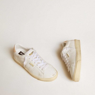 Golden Goose Matchstar In Leather With Peach Pink Heel Tab