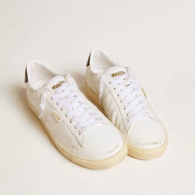 Golden Goose Matchstar In White Leather With Dark Blue Leather Heel Tab