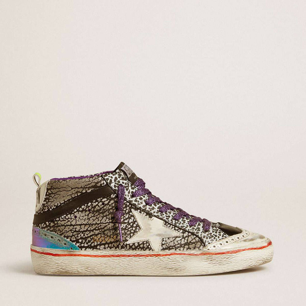 Golden Goose Mid Star Sneakers LAB In Animal-print Leather With A White Star