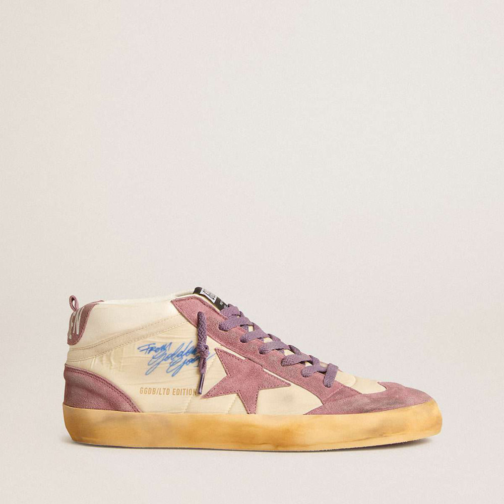 Golden Goose Mid Star Sneakers LAB In Nylon And Nappa With Mauve Suede Star