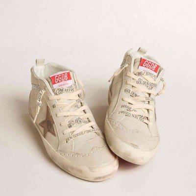 Golden Goose Mid Star LTD Sneakers With Bronze Leather Star And Swarovski Crystal Flash