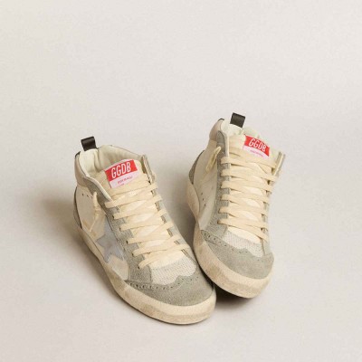 Golden Goose Mid Star LTD Sneakers With Light Gray Leather Star And Gray Suede Inserts