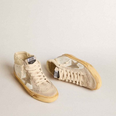 Golden Goose Mid Star LTD Sneakers With Pearl Suede Star And Beige Crochet Heel Tab
