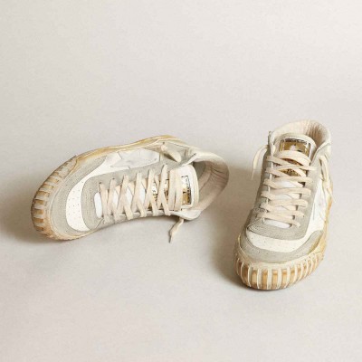 Golden Goose Mid Star Sneakers Sneakers With Ice-gray Suede Inserts And White Leather Star