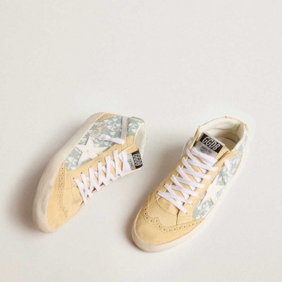Golden Goose Mid Star Sneakers With Heart Print In Swarovski Crystals And Silver Flash