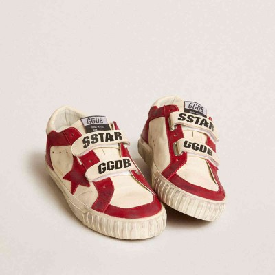 Golden Goose Old School Sneakers In Nappa With Red Nubuck Star And Nappa Heel Tab