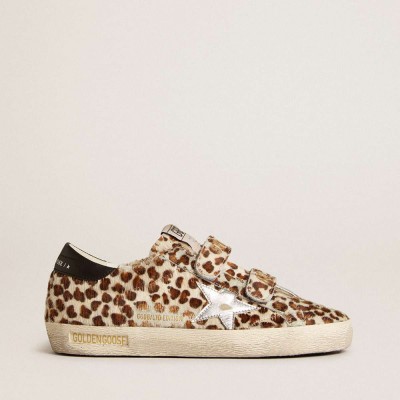 Golden Goose Old School LTD Sneakers In Pony Skin With Silver Star And Leather Heel Tab