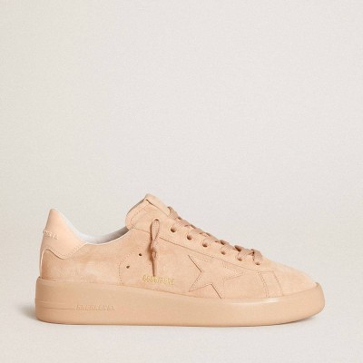 Golden Goose Purestar Sneakers In Suede With Suede Star And Light Pink Leather Heel Tab
