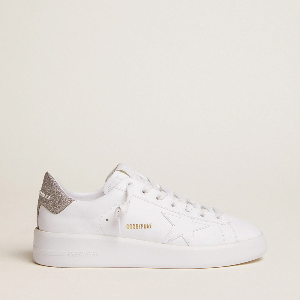 Golden Goose Purestar Sneakers Sneakers With Glittery Silver Heel Tab