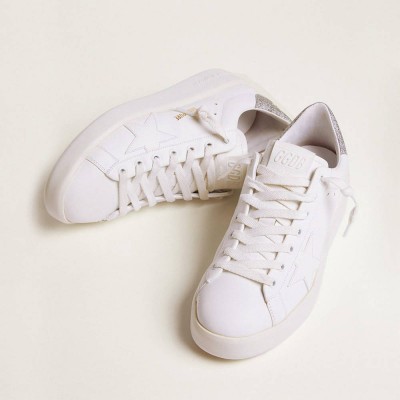 Golden Goose Purestar Sneakers Sneakers With Glittery Silver Heel Tab