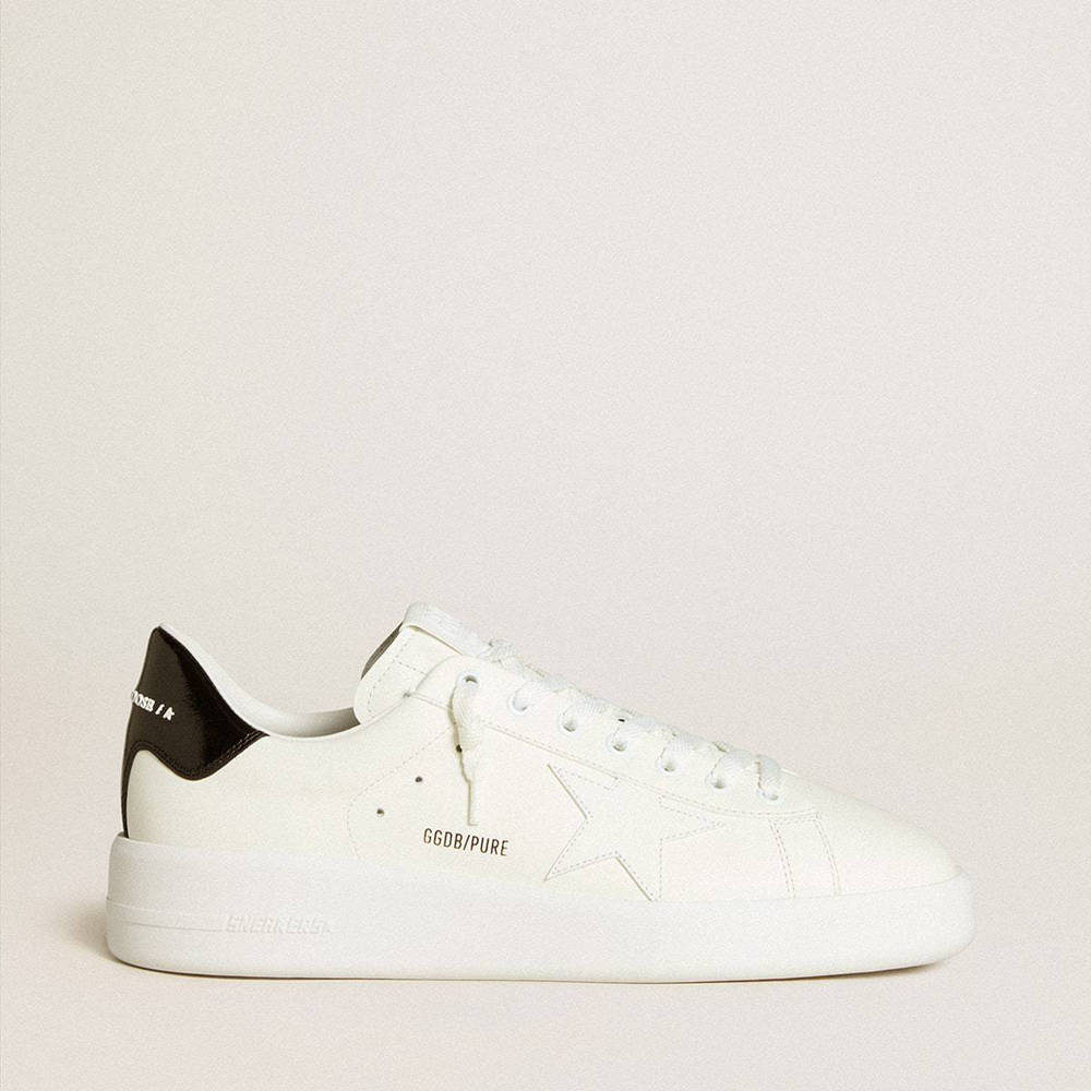 Golden Goose Purestar Sneakers With Leather Star And Black Patent Leather Heel Tab