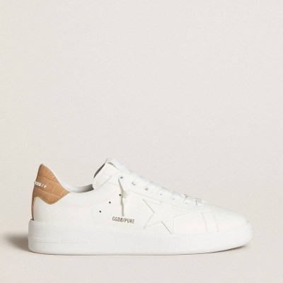 Golden Goose Purestar Sneakers With Leather Star And Croc-print Leather Heel Tab