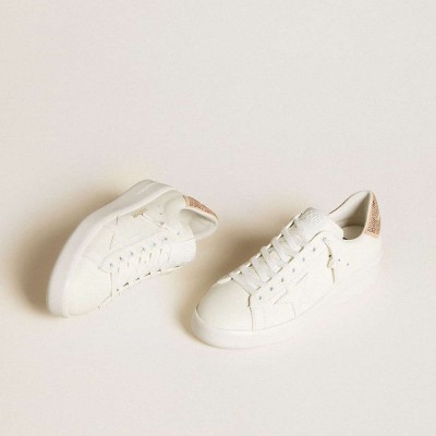 Golden Goose Purestar Sneakers With Leather Star And Suede Heel Tab With Swarovski Crystals