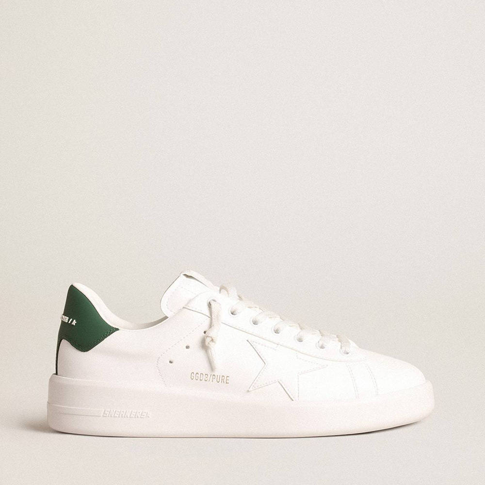 Golden Goose Purestar Sneakers With White Bio-based Star And Mat Green Leather Heel Tab