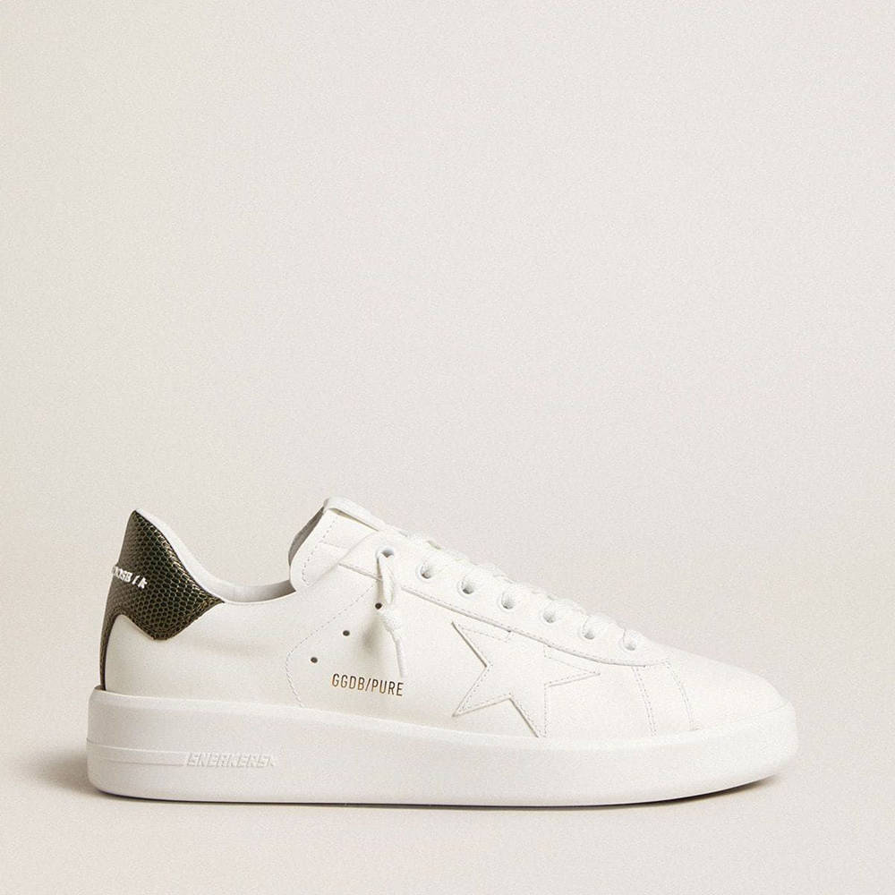 Golden Goose Purestar Sneakers With White Leather Star And Dark Green Heel Tab