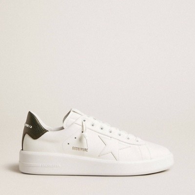 Golden Goose Purestar Sneakers With White Leather Star And Dark Green Heel Tab