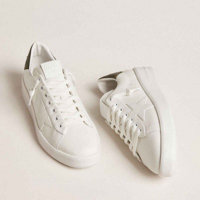 Golden Goose Purestar Sneakers With White Leather Star And Dark Green Heel Tab
