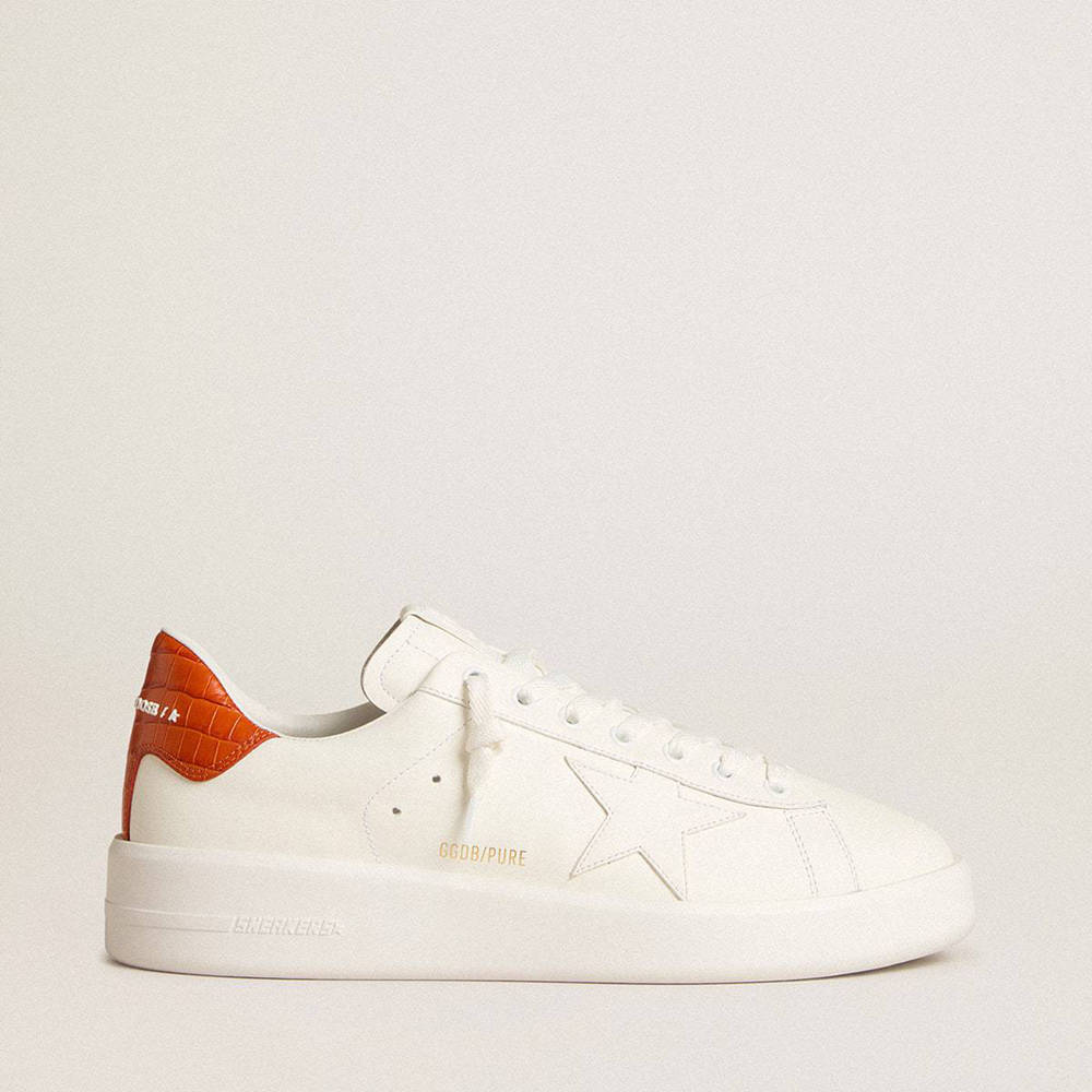 Golden Goose Purestar Sneakers With White Leather Star And Orange Heel Tab