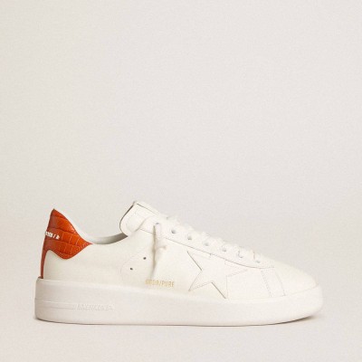 Golden Goose Purestar Sneakers With White Leather Star And Orange Heel Tab