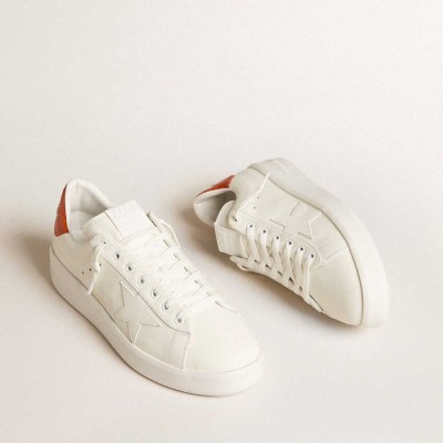 Golden Goose Purestar Sneakers With White Leather Star And Orange Heel Tab
